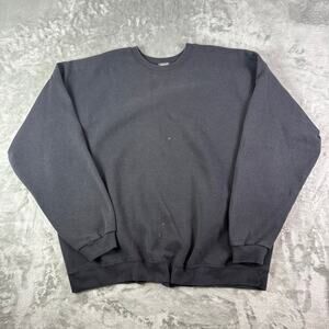 Vintage Hanes Blank Sweatshirt Adult XL Black distressed Raglan Sleeve